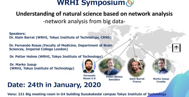 WRHI Symposium “Understanding of natural science  based on network analysis ” to be held on 24 Jan.