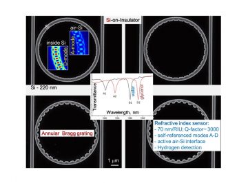 Micro-ring resonator is designed for a robust detection of environment changes at telecom spectral range. Potential use: hydrogen and virus detection