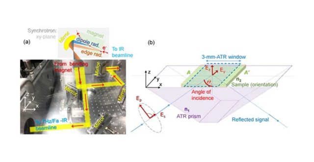 A top reflecting mirror was added to the attenuated total reflection (ATR) method  to measure absorption of bio-materials at  sub-mm wavelengths (THz) wavelengths.