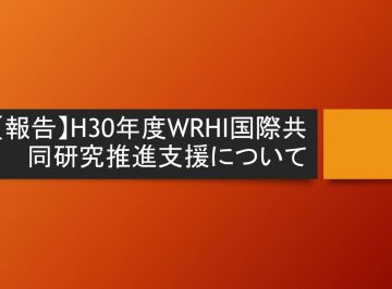 【報告】H30年度WRHI国際共同研究推進支援について