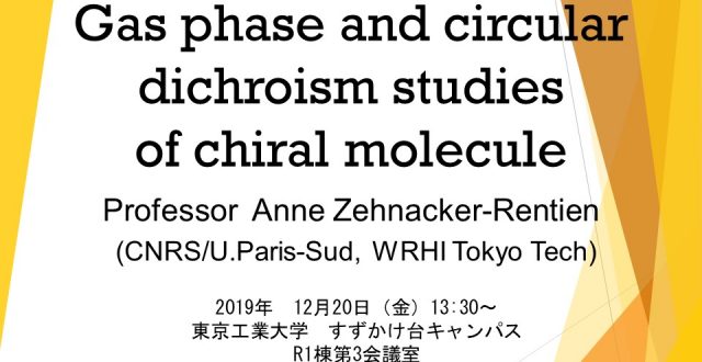 【12/20開催】Anne Zehnacker-Rentien特任教授による講演会のお知らせ